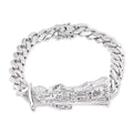 Rhodium Plated 925 Sterling Silver Santa Muerte Angel of Death 9mm Cuban Bracelet - GMB00127