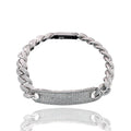 Rhodium Plated 925 Sterling Silver Iced Out Cuban Link ID 10.6mm Bracelet - GMB00145