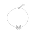 Rhodium Plated 925 Sterling Silver Butterfly Baguette Clear CZ Adjustable Bracelet - GMB00161