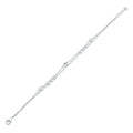 Rhodium Plated 925 Sterling Silver Two Strand Heart Ball Charm Clear CZ Cross Diamond Cut Round Charm Clear CZ Adjustable Bracelet - GMB00163