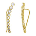 Gold Plated 925 Sterling Silver CZ Drop Earrings - GME00008GP