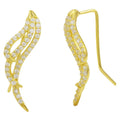 Gold Plated 925 Sterling Silver Wing Earrings with CZ - GME00039GP