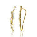 Silver 925 Gold Plated Slanted Lined Earring with CZ - GME00041GP
