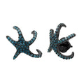 Black Rhodium Plated 925 Sterling Silver Hugging CZ Starfish With Turquoise Stones Earrings - GME00045BLK-T