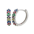 Rhodium Plated 925 Sterling Silver Multi-Colored CZ huggie hoop Earrings - GME00062RBC