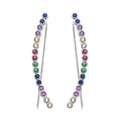 Rhodium Plated 925 Sterling Silver Multi-Colored CZ Stone Climbing Earrings - GME00071RBC