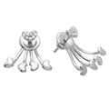 Rhodium Plated 925 Sterling Silver CZ Heart Earrings With Hanging Heart Backing - GME00073RH