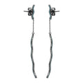 Black Rhodium Plated 925 Sterling Silver Hanging Wavy Turquoise Stones Drop Earrings - GME00083BLK