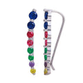 Rhodium Plated 925 Sterling Silver Round Multi-Colored CZ Stone Climbing Earrings - GME00116RBC