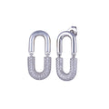 Rhodium Plated 925 Sterling Silver Dangling Movable Link Earring - GME00119