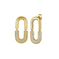Gold Plated 925 Sterling Silver Dangling Movable Link Earring - GME00119GP