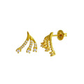 Gold Plated 925 Sterling Silver 3 Wave CZ Stud Earring - GME00120GP