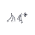 Rhodium Plated 925 Sterling Silver 3 Wave CZ Stud Earring - GME00120