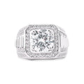 Rhodium Plated 925 Sterling Silver Statement Studded Small and Top 8mm Clear CZ Ring - GMR00378