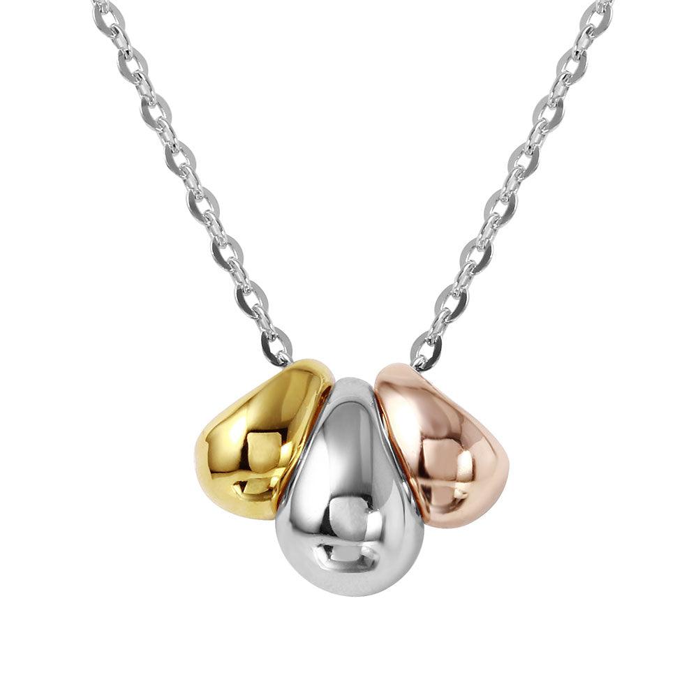 Silver 925 Rhodium Plated 3 Toned Beads Necklace - GMN00003-3C