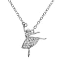 Silver 925 Rhodium Plated Ballerina CZ Necklace - GMN00009RH