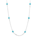 Rhodium Plated 925 Sterling Silver Blue Beaded Necklace - GMN00018RH
