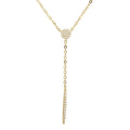 Gold Plated 925 Sterling Silver CZ Drop Bar Necklace - GMN00019GP