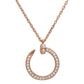 Rose Gold Plated 925 Sterling Silver Round Nail Pendant Necklace - GMN00021RGP