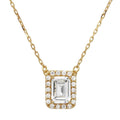 Gold Plated 925 Sterling Silver Square Halo CZ Pendant with Adjustable Chain - GMN00023GP