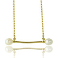 Gold Plated 925 Sterling Silver Fresh Water Pearl Bar Necklace - GMN00024GP
