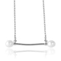 Rhodium Plated 925 Sterling Silver Fresh Water Pearl Bar Necklace - GMN00024RH