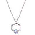 Rhodium Plated 925 Sterling Silver Hexagon Pendant Necklace with CZ - GMN00034
