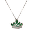 Rhodium Plated 925 Sterling Silver Green CZ Crown Necklace - GMN00036MAY