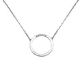 Rhodium Plated 925 Sterling Silver Circle Pendant with CZ - GMN00038