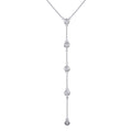 Rhodium Plated 925 Sterling Silver 4 Drop CZ Necklace - GMN00091