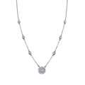 Rhodium Plated 925 Sterling Silver CZ Disc Flower Necklace - GMN00097