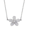 Rhodium Plated 925 Sterling Silver CZ Flower Necklace - GMN00098