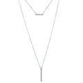 Rhodium Plated 925 Sterling Silver Drop Bar Necklace - GMN00105