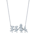 Rhodium Plated 925 Sterling Silver CZ Mother Two Daughters and Son Clear CZ Necklace - GMN00113