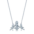 Rhodium Plated 925 Sterling Silver CZ Mother and Two Sons Clear CZ Necklace - GMN00116