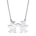 Rhodium Plated 925 Sterling Silver CZ 2 Boys Necklace - GMN00120