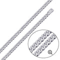 Rhodium Plated 925 Sterling Silver 9.5mm Miami Curb CZ Chain or Bracelet - GMN00176 | GMB00089