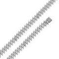 Rhodium Plated 925 Sterling Silver CZ Encrusted Spike Barbed Wire 10mm Chain or Bracelet - GMN00238