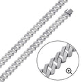 Rhodium Plated 925 Sterling Silver CZ Encrusted Square Miami Cuban Link 17.0mm - GMN00191