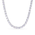 Rhodium Plated 925 Sterling Silver Square Cut Clear CZ 5.8mm Adjustable Length Tennis Necklace - GMN00220