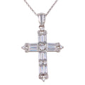 Rhodium Plated 925 Sterling Silver CZ Cross Necklace - GMP00016