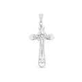 Rhodium Plated 925 Sterling Silver Plated Heart Edge Cross Pendant - GMP00040