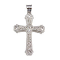 Rhodium Plated 925 Sterling Silver Heart Center Cross Pendant - GMP00052