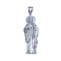 Rhodium Plated 925 Sterling Silver Clear CZ St Jude Pendant 61mm - GMP00084