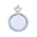 Rhodium Plated 925 Sterling Silver CZ Crown Mirror Pendant - GMP00099