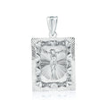 Rhodium Plated 925 Sterling Silver Diamond Cut Crucifix Square Pendant - GMP00135