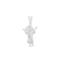 Rhodium Plated 925 Sterling Silver Baby Jesus 14.2mm x 21.9mm Pendant - GMP00183