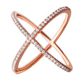 Silver 925 Nickel Free Rose Gold Plated 4 Way CZ Cross Ring - GMR00039RGP