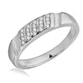 Rhodium Plated 925 Sterling Silver Men's Sideways Stone Design Wedding Ring - GMR00165