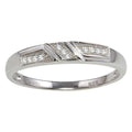 Rhodium Plated 925 Sterling Silver Men's Small Wedding Band Ring with CZ - GMR00173